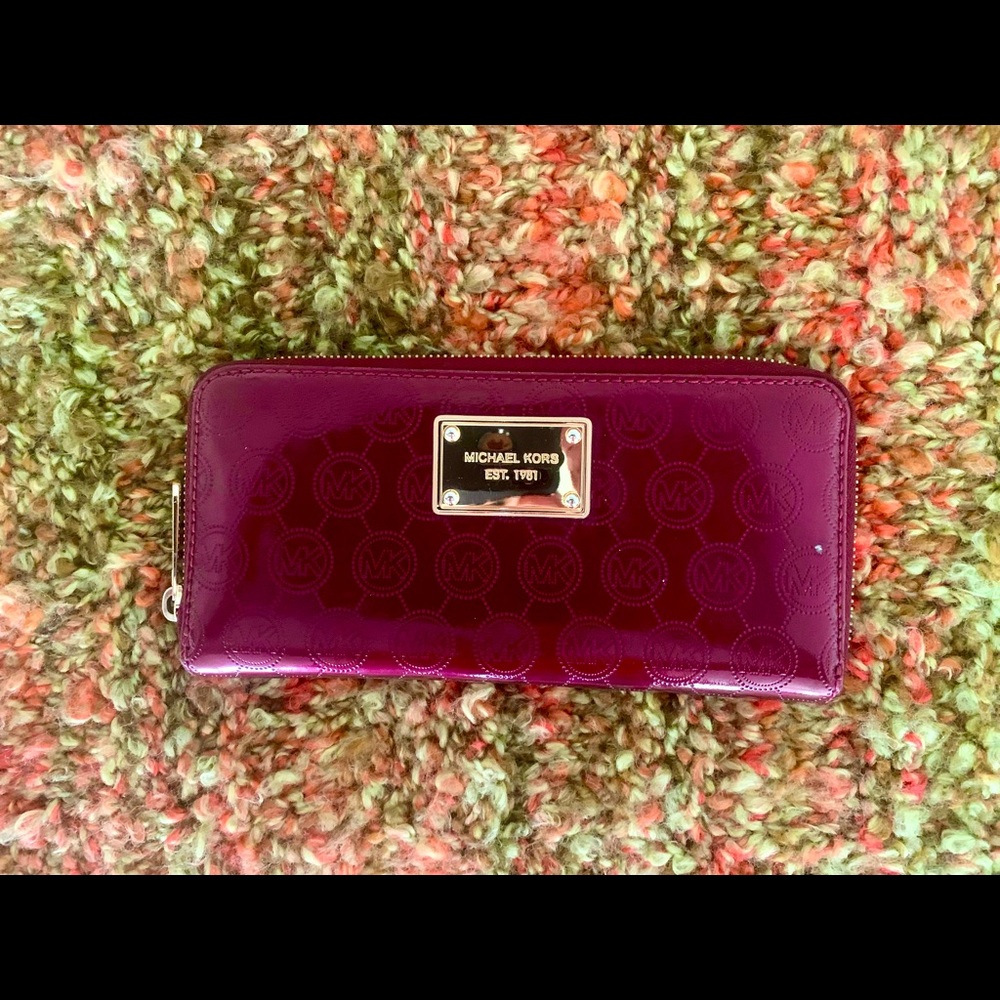Michael Kors Patent Leather Burgundy Wine Wallet